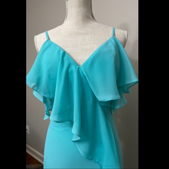 Chong Xiao Bohemian Bridesmaid Dress - size 12 - spa blue colored - Picture 2 of 8